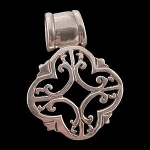 Sterling Filigree Scroll Open Work Quadrefoil Pendant